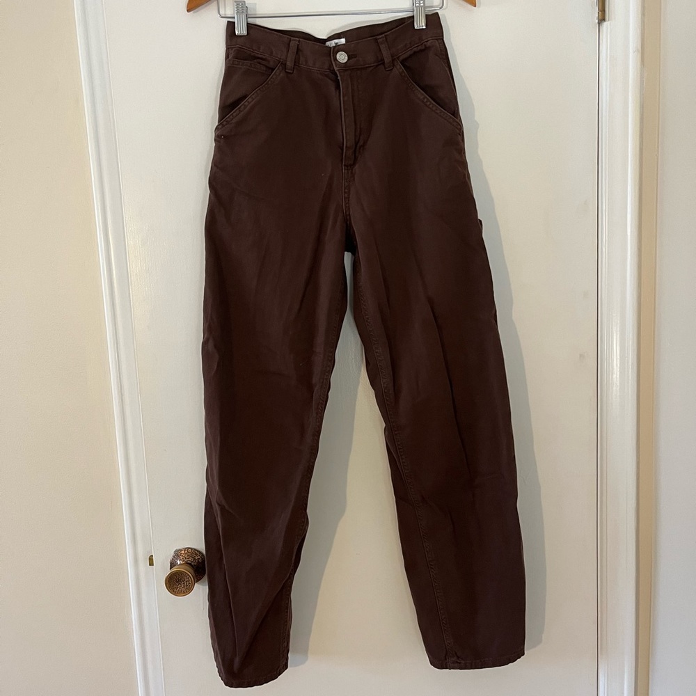Garage Brown High-Rise Straight Leg Pants